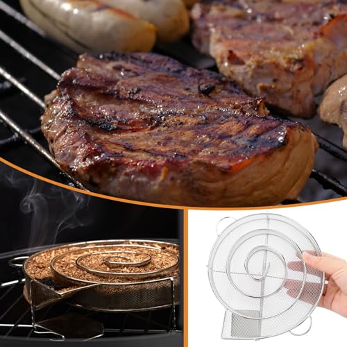 UMIWE Kaltrauchgenerator, Edelstahl Räucherschnecke, Räucherspirale Mit Griff Kaltrauchgenerator für Räucherofen, Food Smoker Rauchgenerator für BBQ