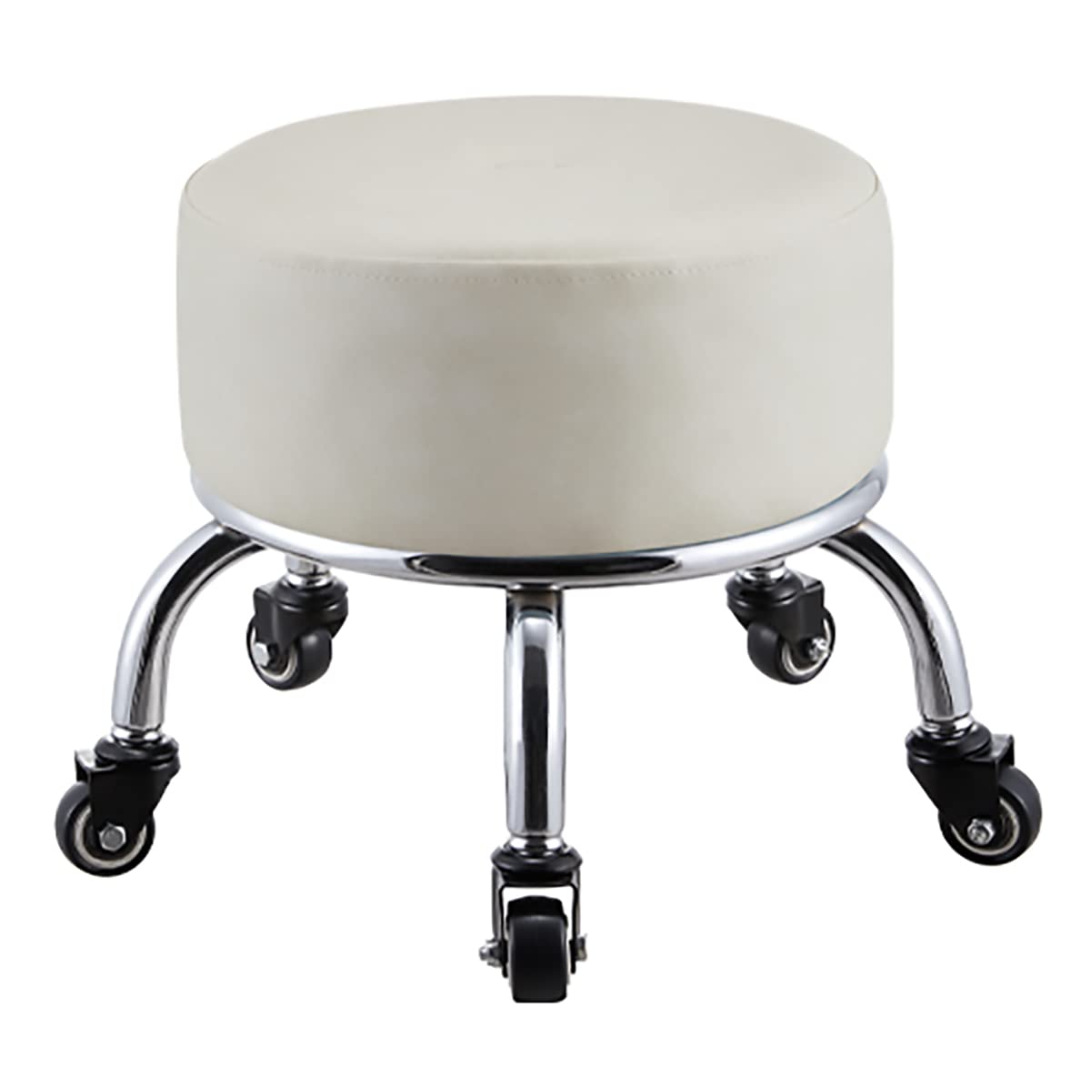 Sgabello Basso Con Ruote Girevoli - In Pelle PU - Portata 200 Kg - Per Garage E Lavori