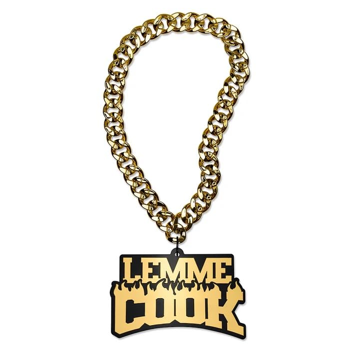 TrophySmack 'Lemme Cook' Turnover Chain - Chrome Gold & Black Acrylic