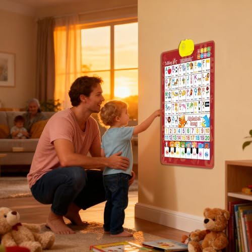 Abecedario interactivo bilingüe de pared con música para aprendizaje preescolar infantil 3