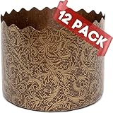 340 ml Osterbrot-Papierform Kulich | 12 Stück | Osterbrotformen Paska Form – Panettone-Papierform – italienische antihaftbeschichtete Panettone-Papierbackformen – braunes Design B 10,9 x H 8,5 cm