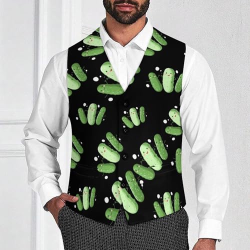 Cute Cucumber Pickle Novelty Men's Suit Vest Funny Formal Dress Vests Business Waistcoat2