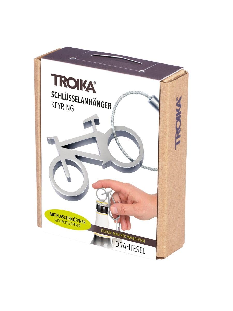 TROIKA Original otwieracz do butelek z kółkiem na klucze, do roweru, aluminium, kolor srebrny