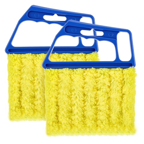Image of 2pcs Window Venetian Blind Cleaner Duster Tool, 7-Finger Dusting Cleaner Tool for Window Venetian, Washable Shutter Cleaners Brush, Handheld Brush for Air Conditioner Wood Blinds Dust Dirt