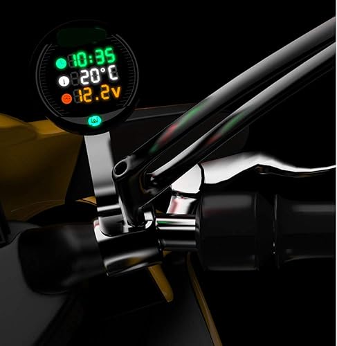 Miniatura 6 de Impermeable 3 en 1 Visión Nocturna Medidor de Motocicleta Pantalla Digital LED Voltímetro Voltaje Medidor de Temperatura Tiempo Multifunción LED