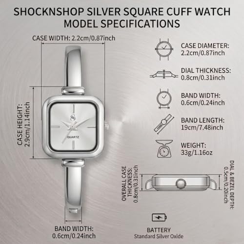 Image of Shocknshop Elegant Bangle Aura Square Dial Ladies Rose Gold Bracelet Strap Watch for Woman -WCH181
