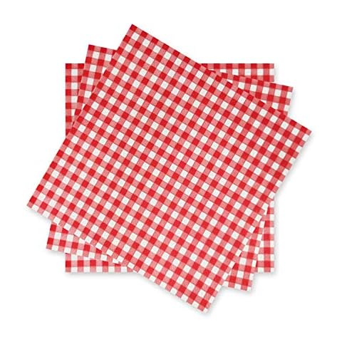 Gatherfun Disposable Red and White Gingham Paper Napkins (Pack of 50) Cover