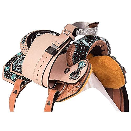 Genuine Leather Western Horse Tack Barrel Gaited Pleasure Trail Saddles with Tack Set/Western-Pferd-Zaumzeug aus echtem Leder mit Sattelset (Size 16)