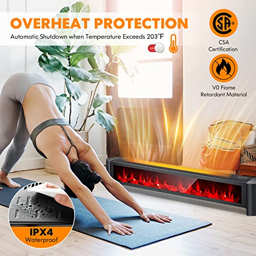 Tangkula 1400W Baseboard Heater, Electric Baseboard Heater With Remote, 6 Adjustable Realistic 3D Flame, Thermostat thumb #7