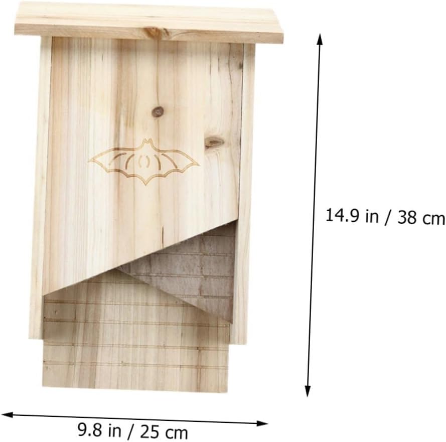 Wooden Bat House Outdoor Pet Shelter Handmade Backyard Bat Box for Garden and Courtyard Yard Decor