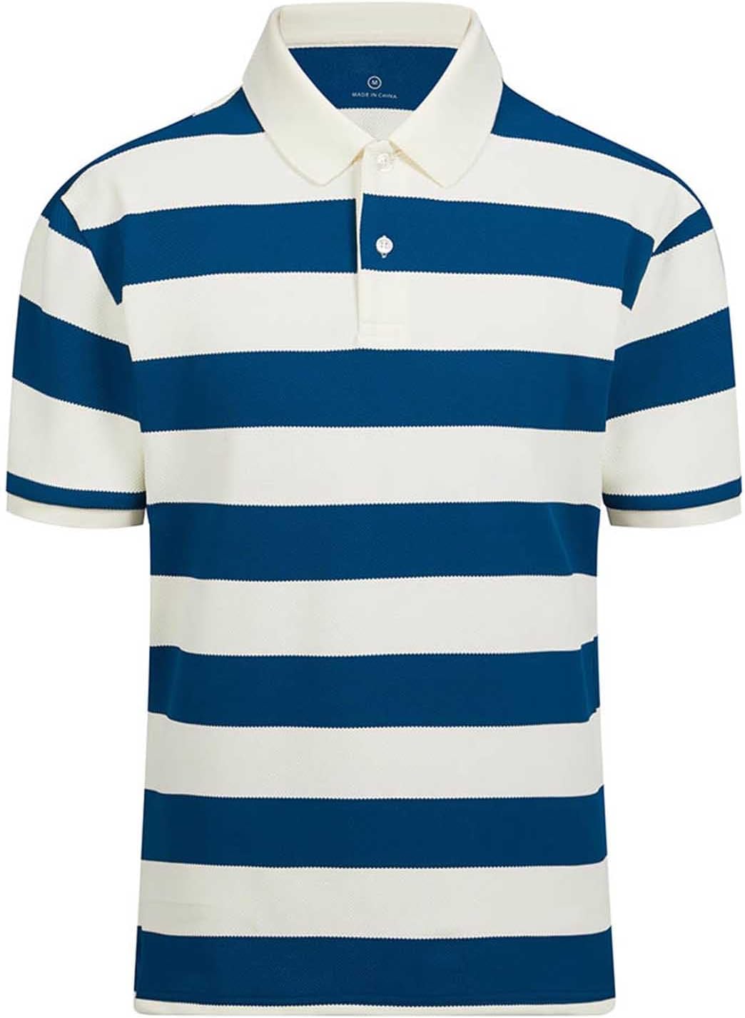 Polo Shirts for Men, Summer Sports Striped Short Sleeve Regular Moisture Wicking Dry Fit Golf Shirt, Sizes S-3XL - Image 4