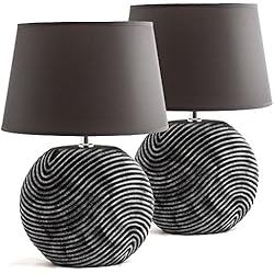 Juego De Dos Lamparas Para Salon Set de 2 lámparas de mesa Brubaker de antracita en color gris, base de cerámica en dos colores de acabado en mate – altura 38 cm