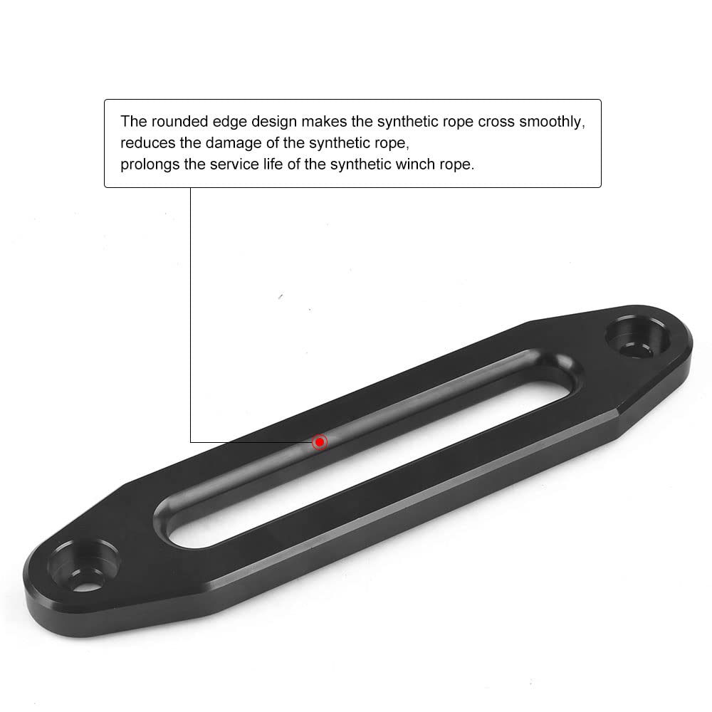 Generico 10 Pollici Hawse Fairlead, Billet Alluminio lucidato Bolt-Pattern Sintetico verricello 8000-15000 LBs per ATV/UTV Cavo Corda (Nero)