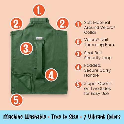 Image of Cat-in-the-Bag Cozy Comfort Carrier - Small Green Pet Carrier and Cat Carrier Soft for Cutting Nails, Vet Visits, Medication Administration, Dental Care, & Travel