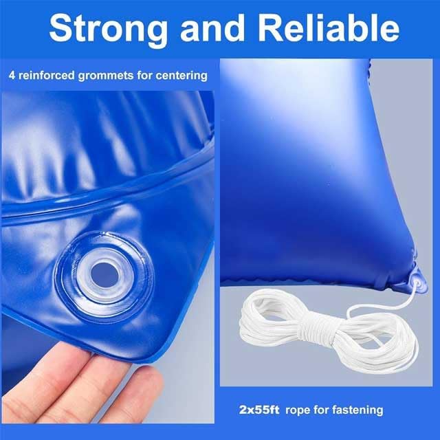 4 x 4 Ft Pool Cover Pillow for Above Ground Swimming Pools. Winter Pool Pillow for Closing | Extra Durable 0.4 mm PVC Resistant Pool Cover Air Pillow (2 Pcs)