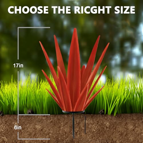 Image of TOMBABY Enlarge Metal Plants Tequila Rustic Sculpture, Outdoor Patio Yard, Home Decor Hand Painted Agave Garden Statue, Outdoor Lawn Ornaments Yard Stakes for Mom Gift (1 Big RED)
