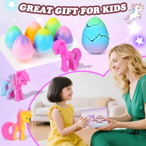 AYESY Unicorn Hatching Rainbow Eggs for Kids, 6 Pack Unicorn Toys for Girls Age 3-8, Easter Basket Stuffer Birthday Gift Ideas and Party Gift for Ages 3 4 5 6 7 8 Years Old - Image 7