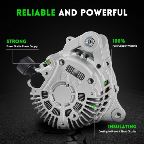 Image of 11537N Alternator Compatible with 2012-2015 Honda Civic, 2016-2018 HR-V 1.8L, 2013-2015 Acura ILX 2.0L, 12V 95Amp, 6-Groove Pulley, A5117 A5TJ0191 31100R1AA010 06311-R1A-505RM
