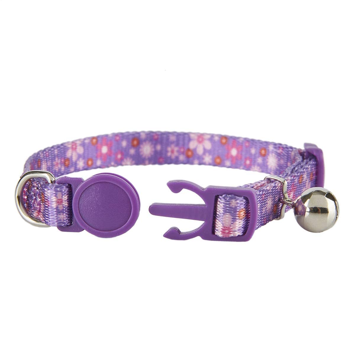 Paquete de 2 collares para gatos con campana, ajustable, floral, lindo collar de gato para gatos hembras