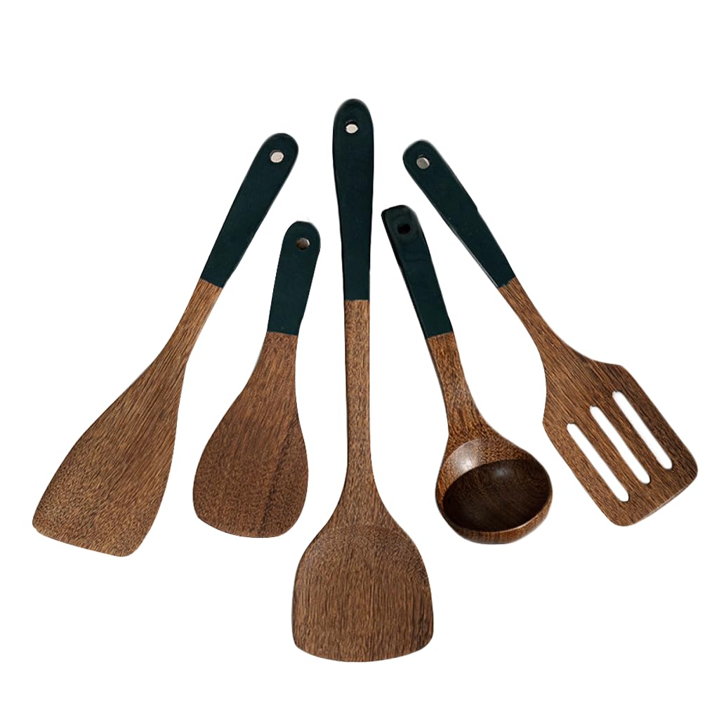 5 Teile/satz Natürliche Holz Kochutensilien Set Komfort Griff Chef Küche Utensilien Set Hohe Hitzebeständige Spachtel Löffel