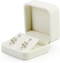 QTMMC Velvet Earring Gift Box Elegant Small White Earrings Presentation Gift Box Stud Jewelry Case for Wedding, Anniversary, Birthday, Mothers Day, Valentine's Day