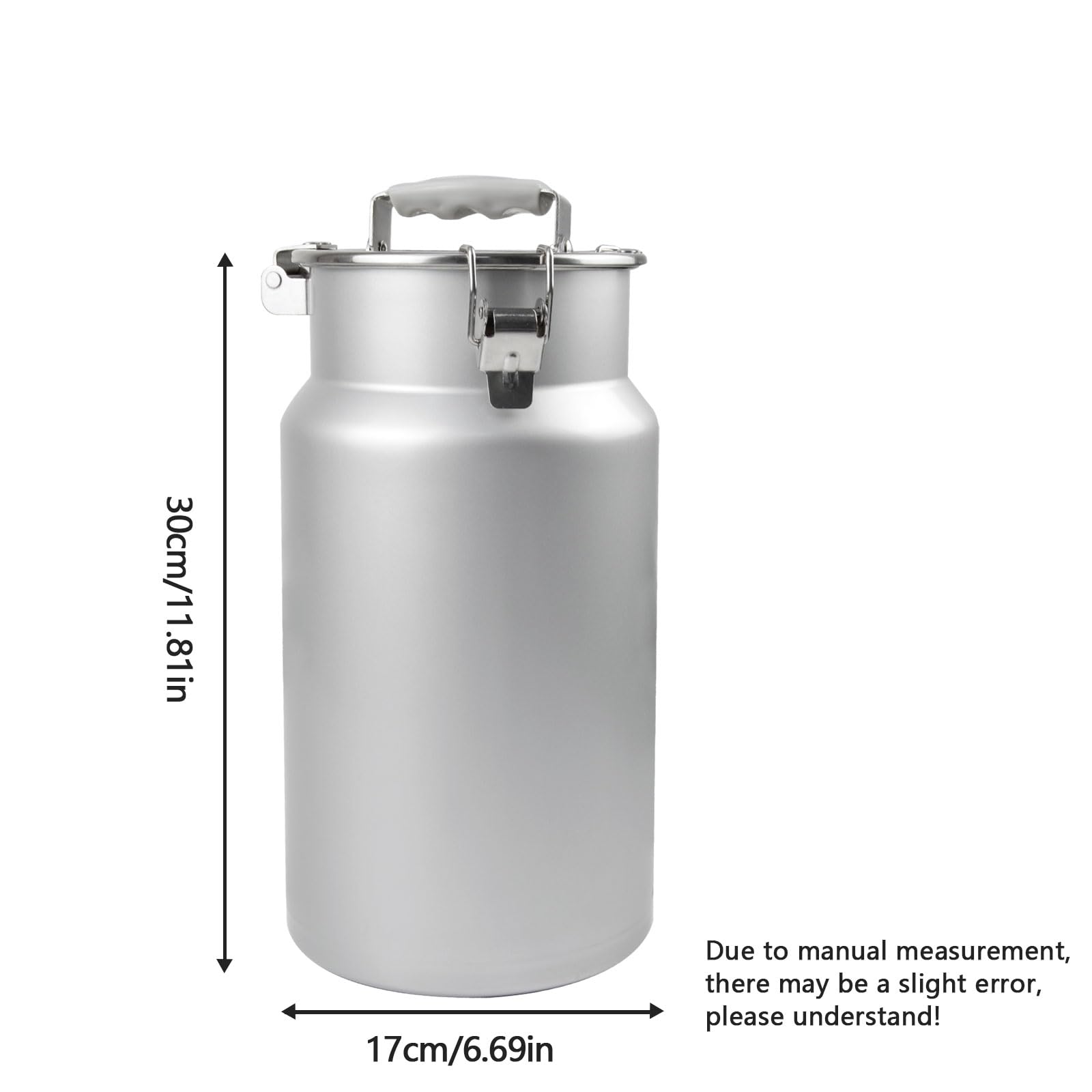 Lata De Leche con Tapa, Tarro Portátil De Acero Inoxidable para Conservar Alimentos, Cubo para Guardar Arroz Jarra De Almacenamiento para Cereales, Harina Y Café En Grano,7L 17 × 30 cm