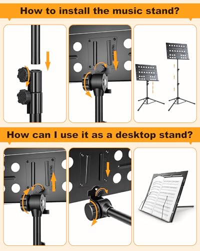 Image of New bee Music Stand, Tri-fold Panel Foldable Sheet Music Stand