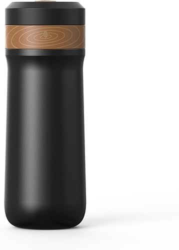 i cafilas - Cafetera portátil de prensa francesa con filtro único aislado al vacío taza de café de viaje de 12 onzas prensa de café de acero