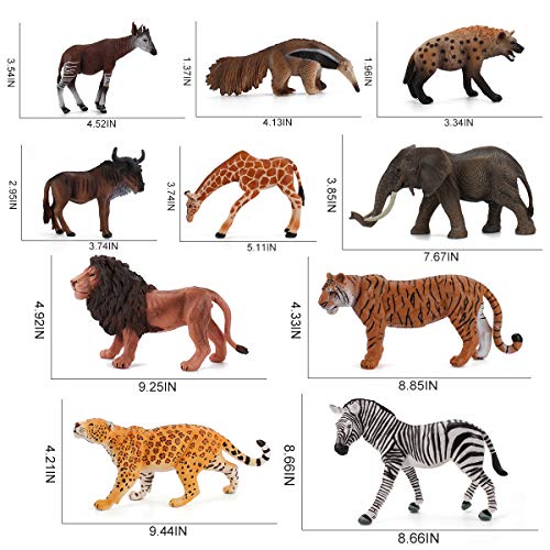 Image of 10 PCS Wildlife Grassland Animal Figures Model Figurines Lion Tiger Anteater Leopard Party Favors Supplies Cake Toppers Decoration Cognitive Toys Set for Boys Girls Kid
