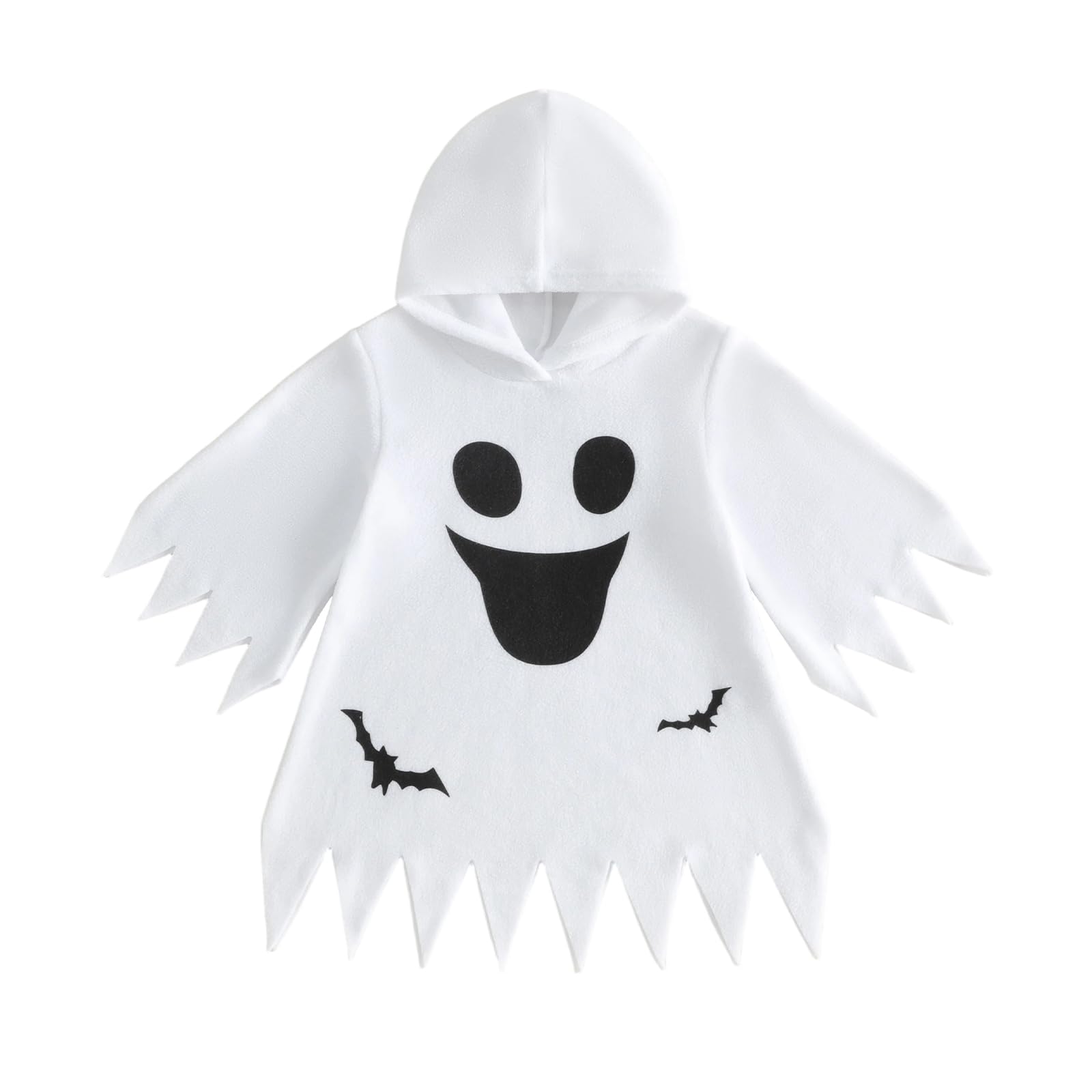 Xeadoffubio 2Pcs Toddler Girls Boys Halloween Ghost Outfits Cape Cloaks Long Pants Set (White Bat, 7-8 Years)