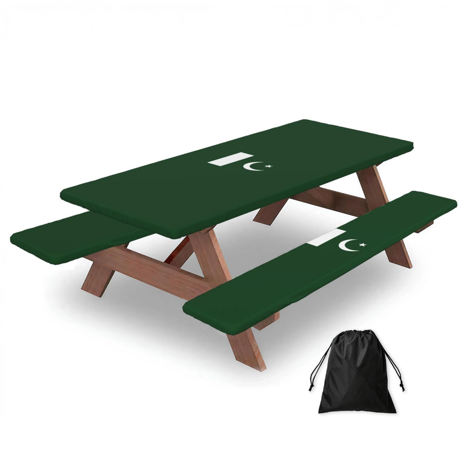PPHGUT Flag Of Pakistan Print Picnic Table Bench Cover Set Outdoor Garden Bbq Protector For Family Camping
