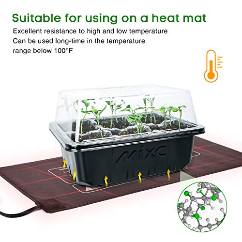 Mixc 10 Set Seedling Trays Seed Starter Kit, 60 Large Cells Mini Propagator Plant Grow Kit With Humidity Vented Domes And Base For Seeds Starting Greenhouse (6 Cells Per Tray)-Black #TOP4