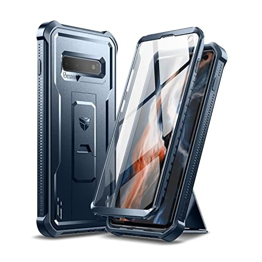 Dexnor Coque pour Samsung S10 Plus, Protection d'écran intégrée et béquille - Protection Robuste de qualité Militaire et résistante aux Chocs - Bleu