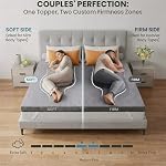 PERLECARE Dual Firmness Mattress Topper Queen Size, 3 Inch Split Queen Mattress Topper- Dual Zone Soft and Firm for Pressure Relief & Back Pain, Non-Slip & Removable, CertiPUR-US Certified