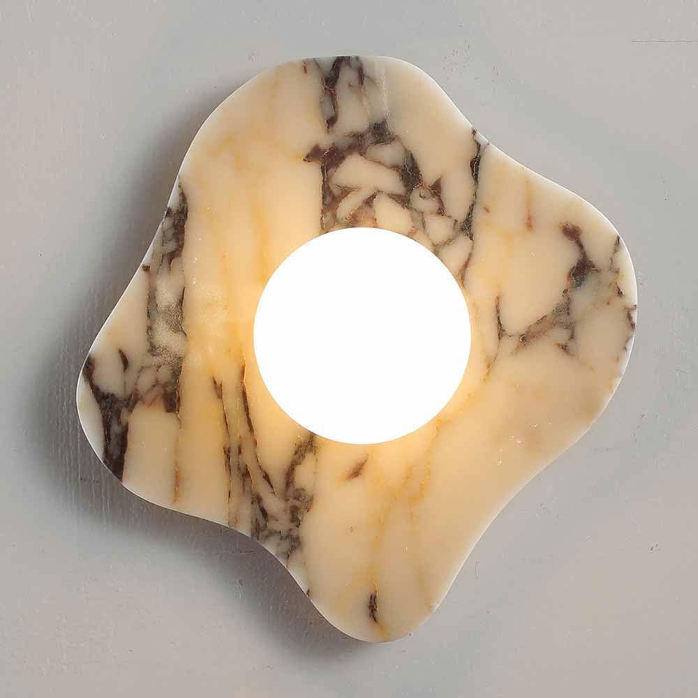 HAIDU Modern Industrial Style Indoor Wall Light, 9.8in Natural Marble Wall Lamp, Hard Wire Connection Wall Sconce, Dining Room Corridor Bedroom Decorative Lighting Fixtures