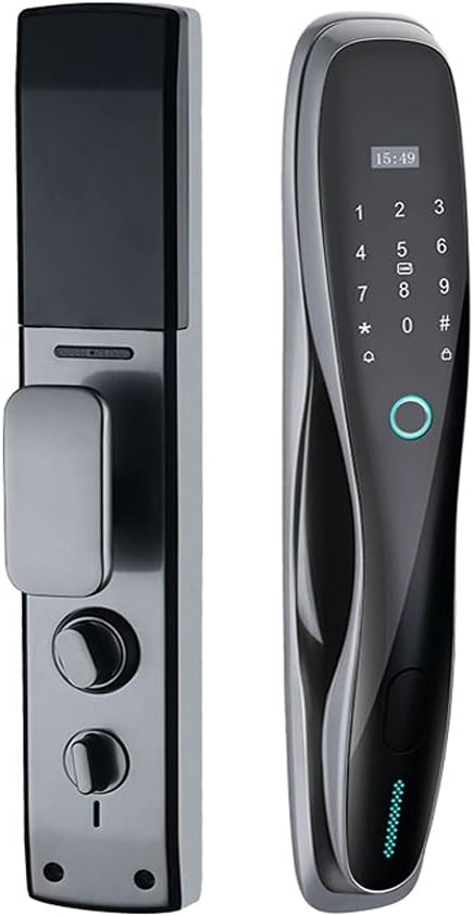 Smart Door Lock New Biometric Fingerprint Password Key IC Card APP Control Unlock Security Electronic Locks (Color : D, Size : 30X240MM) (White Fruit Peach5)