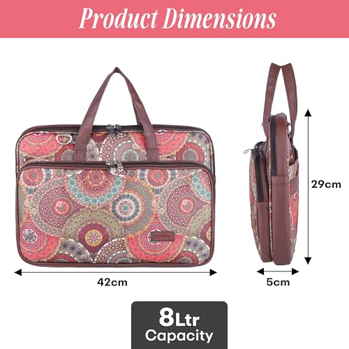 Image of Protecta Stride Floral Printed Laptop Messenger Bag for Men and Women for Office 16 inch Use Macbook Office Briefcase Bag Print Padded Sleeve Straps Durable Design Lightweight 18L Ethnic Print