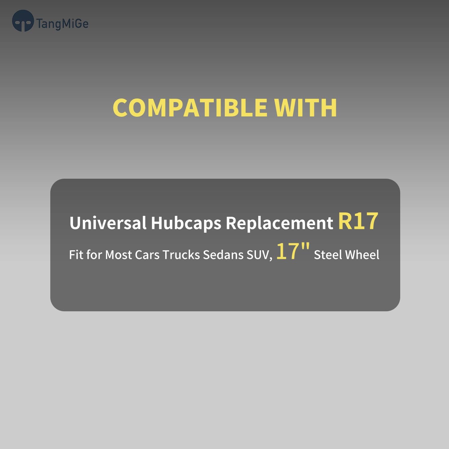 TangMiGe 4-Pack Universal Hubcaps Wheel Covers Replacement R17, Steel Wheel Rim Cover for Most Cars Trucks Sedans SUV, 17" 17 in Hub Caps (Silver Color, 17 inch) Silver Color 17 inch