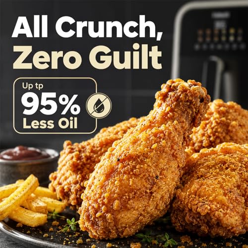 Image of Fullwill Air Fryer with Visible Window, 7.5QT,12-in-1 Multi-Function Air Fry,Roast,Bake, Dehydrate, Fries,Nonstick and Dishwasher-Safe Basket,Family&friends Party,1700W,White