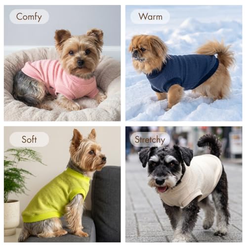 Image of 2 Pack Dog Shirt for Small Supplies Functional Waffle Dog Clothes Warm Soft Sweatshirt Outfit for Dogs Cats Pet Apparel