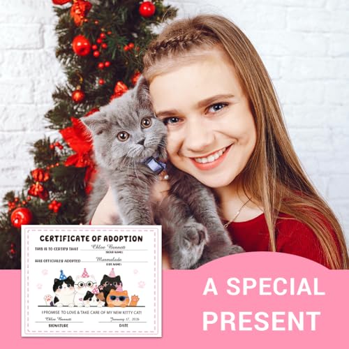 Certificat d'adoption chat rose lot de 30 décoration cadeau - 6