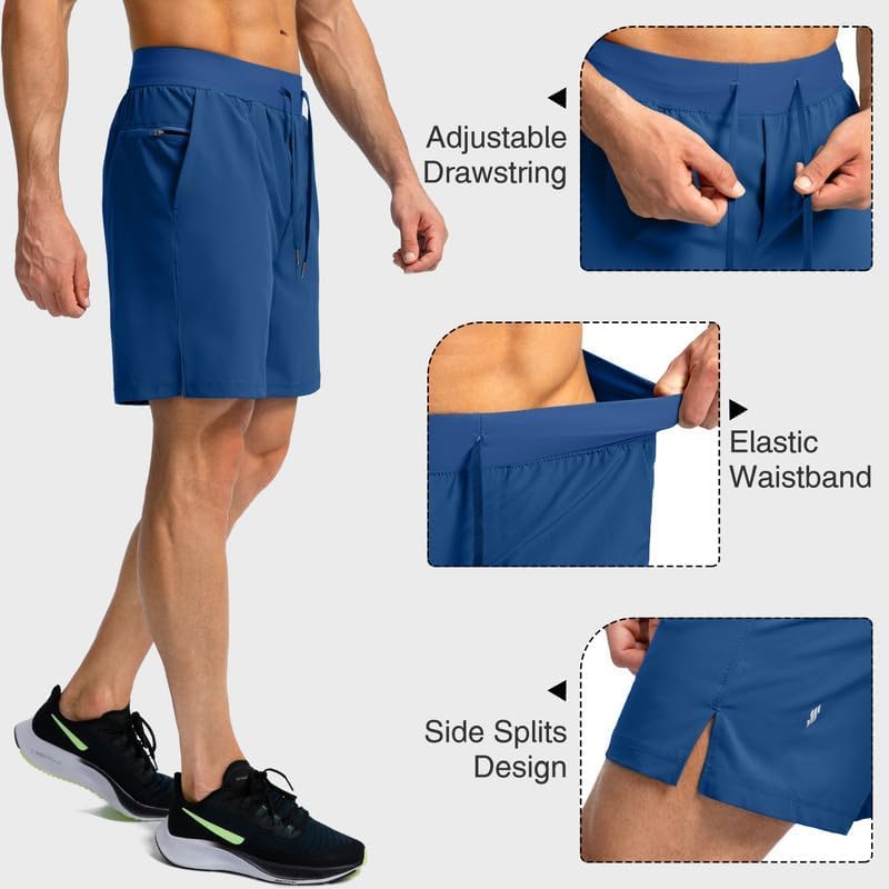 Soothfeel Men's Running Shorts with Zipper Pockets 9"/ 7"/ 5" Lightweight Basketball Gym Workout Athletic Shorts - Image 6