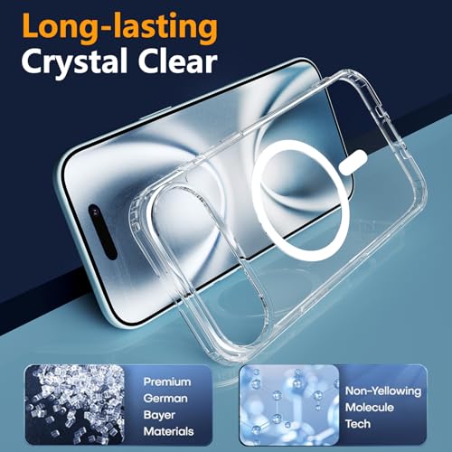 Image of Magnetic for iPhone 17 Air Case with Privacy Screen Protector,iPhone Air [Non-Yellowing] Shockproof Clear Phone Case Compatible with MagSafe Women Girls for 17 air,Transparent
