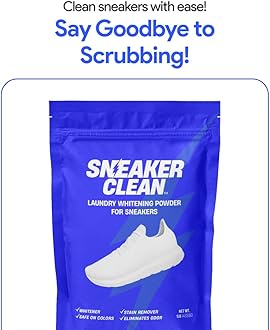 Sneaker Cleaner Kit, Shoe Cleaner for White & Colored Sneakers, Stain Remover, Deodorizer Powder, Washing Machine Safe