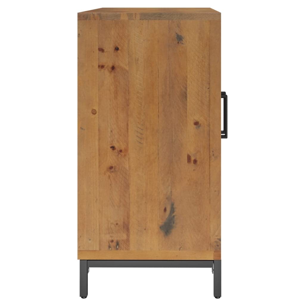 Aparador marrón 75 x 35 x 70 cm, madera maciza de pino reciclado, con 2 compartimentos, espacio de almacenamiento para salón, pasillo, oficina, armario de buffet versátil en aspecto vintage