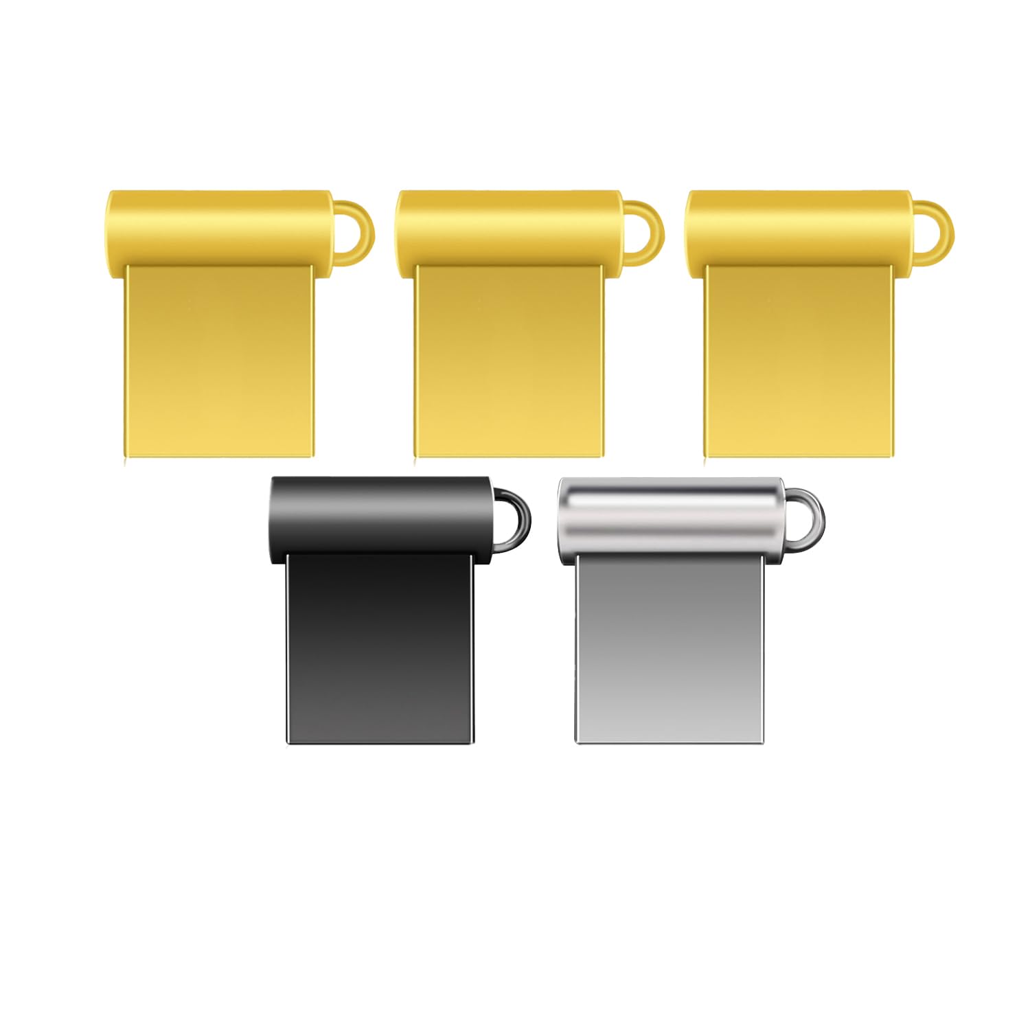 SIMAIOU Super Mini Small Size Ultra USB Flash Drives Silver Gold Grey Metal Thumb Drives Memory Stick 3 Years Warranty USB pendrive (Multicoloured（5 Pack）, 16GB)