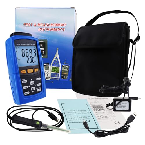 Image of AC /DC Gaussmeter Magnetic Field Strength Meter Teslameter Magnetometer Residual Permanent Magnet N /S Polarity 3000mT (30000 Gauss) Automatic Manual Data Recording