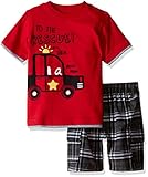 Kids Headquarters Little Boys' 2 Piece Set Graphic Tee with Plaid Cargo Short