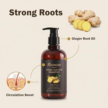 ginger shampoo Blend of Ginger Root Oil & Premium Hair Care Components- Hair Regrowth Shampoo, Hair Growth, Anti-Hair Loss Hair Shampoo for Women & Men 300ml