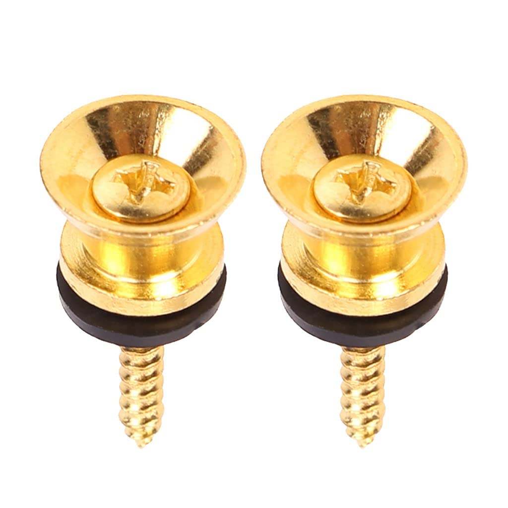 SOLDOUT Strap Lock Screw Button Buckle Professional Electric Bass Pins Parts Accessories (Pack of 2, Gold)